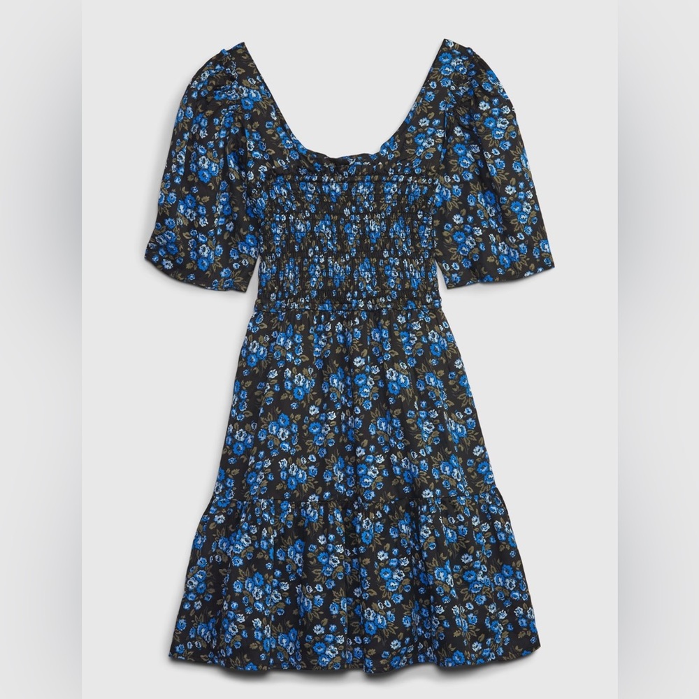 Gap Puff Sleeve Smocked Floral Mini Dress